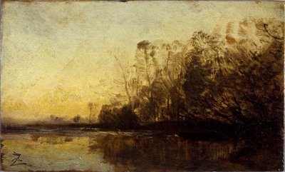 Zachód słońca, między 1850 a 1860 (olej na drewnie) autorstwa Félix Ziem