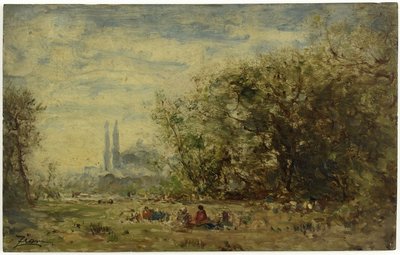 Słodkie wody Azji, niedaleko Konstantynopola, między 1880 a 1890 (olej na drewnie) autorstwa Félix Ziem