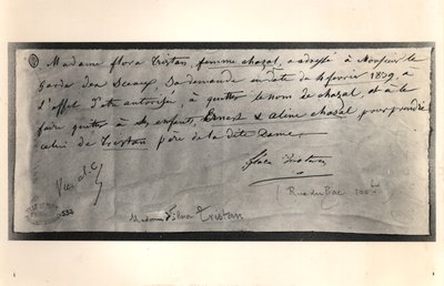 List z autografem Flory Tristan (1803-44) do francuskiego ministra sprawiedliwości z prośbą o rozwód, 4 lutego 1839 autorstwa Flora Tristan