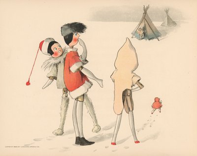 Ilustracja do Golliwoggs Polar Adventures autorstwa Florence K. Upton