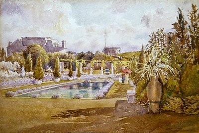 Widok na ogród zamkowy we Francji (akwarela na papierze) autorstwa Florence Vincent Robinson