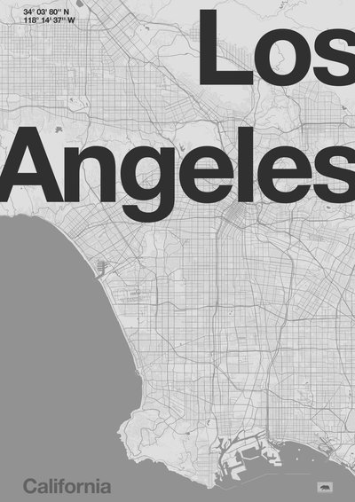 Minimalna mapa Los Angeles autorstwa Florent Bodart