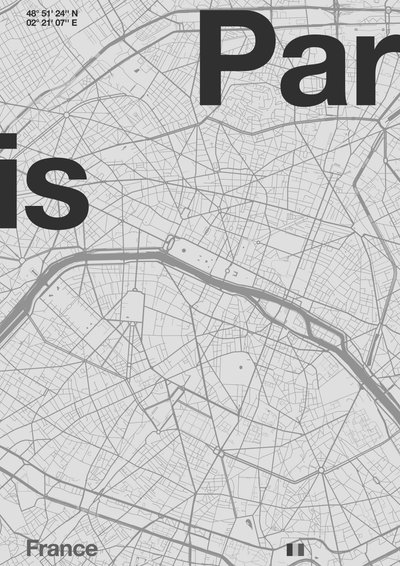 Minimalna mapa Paryża autorstwa Florent Bodart