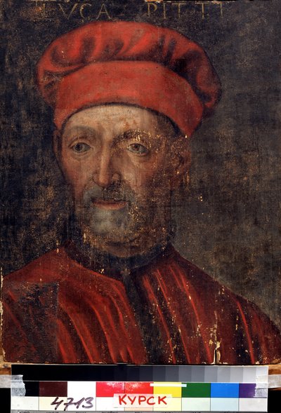 ""Portret bogatego florenckiego bankiera Luki Pitti (1394-1472)""Dał swoje imię pałacowi Pitti) Obraz szkoły florenckiej z początku XVI wieku Regionalna Galeria Sztuki Deineka, Kursk Rosja autorstwa Florentine School