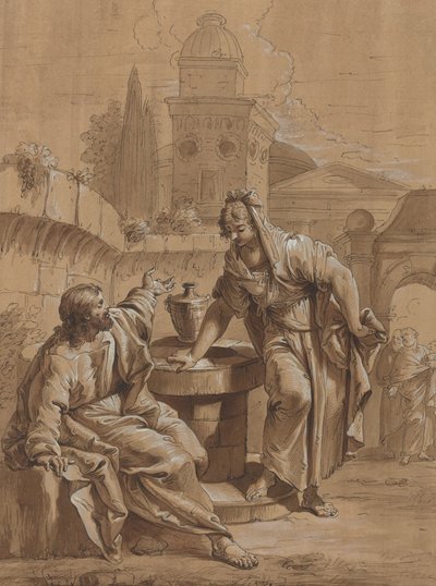 Chrystus i Niewiasta Samarii autorstwa Follower of Francesco Fontebasso