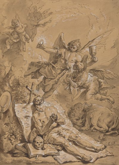 Ostatnia Komunia św. Hieronima autorstwa Follower of Francesco Fontebasso