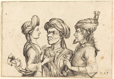 Trzy orientalne postacie autorstwa Follower of Martin Schongauer