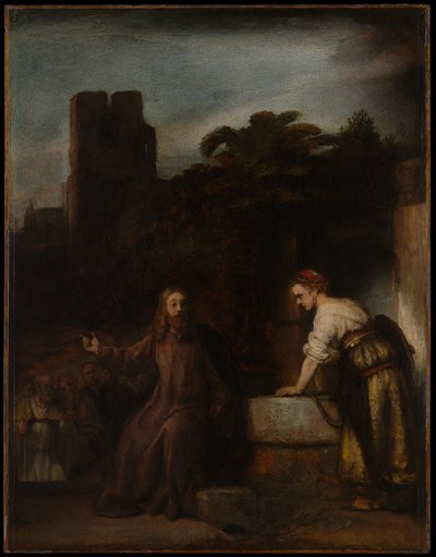 Chrystus z niewiastą Samarii autorstwa Follower of Rembrandt