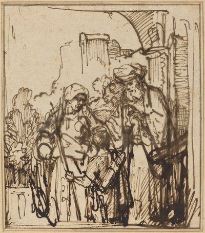 Zwolnienie Hagar autorstwa Follower of Rembrandt van Rijn