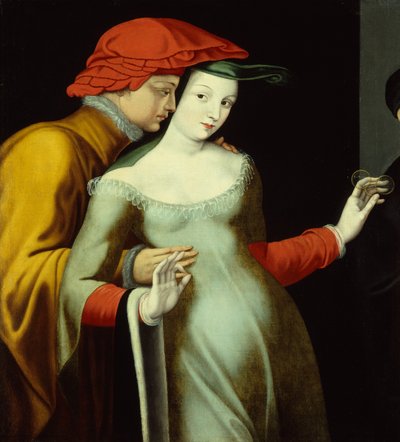 Kochankowie, ok. 1600 (olej na płótnie) autorstwa Fontainebleau School