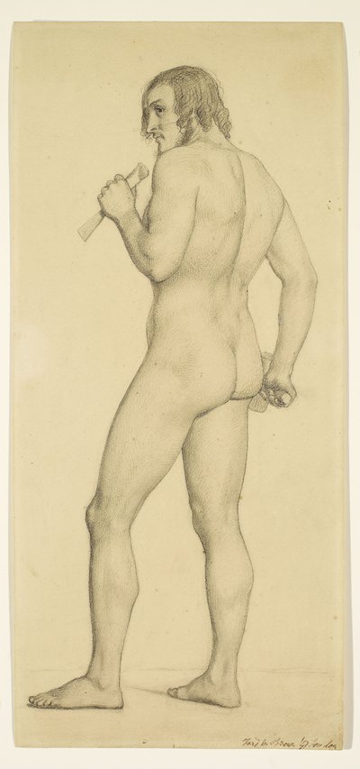 Mężczyzna - Akademickie studium aktu upozowane na rzeźbiarza autorstwa Ford Madox Brown