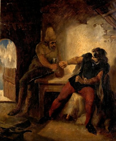 Manfred w chacie łowców kozic, ok. 1850 autorstwa Ford Madox Brown