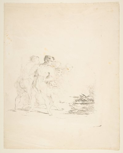 Mężczyźni plujący przy ogniu, ca. 1820-1850. autorstwa Formerly attributed to Goya