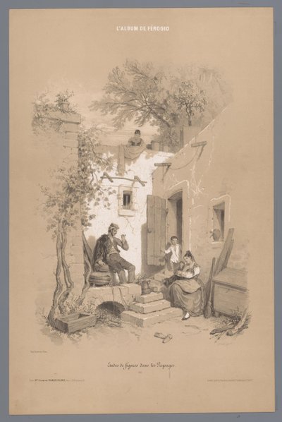 Rodzice z dziećmi w swoim wiejskim domu Studia postaci w krajobrazie (tytuł serii) L