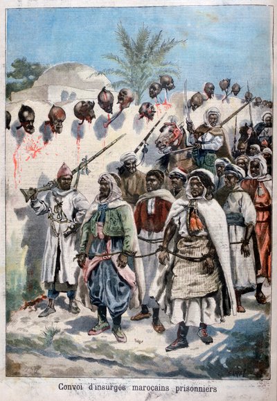 Kolumna powstańczych Marokańczyków wziętych do niewoli w Tadli przez wojska sułtana Abdula-Hafizsa, 1897. autorstwa Fortuné Méaulle