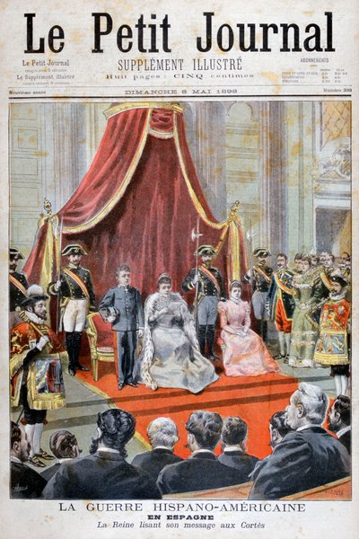 Hiszpańska królowa wygłasza przemówienie, wojna hiszpańsko-amerykańska, 1898 autorstwa Fortuné Méaulle