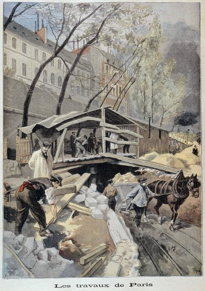 Plac budowy w Paryżu - w „Le petit journal” z 14.05.1899 autorstwa Fortune Louis Meaulle