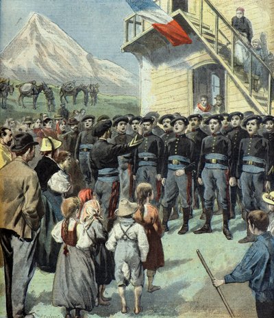 Chorale de chasseurs alpins, podróż Feliksa Faure na południe Francji autorstwa Fortune Louis Meaulle