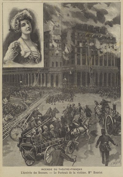 Pożar w Theatre-Francais, Paryż autorstwa Fortune Louis Meaulle