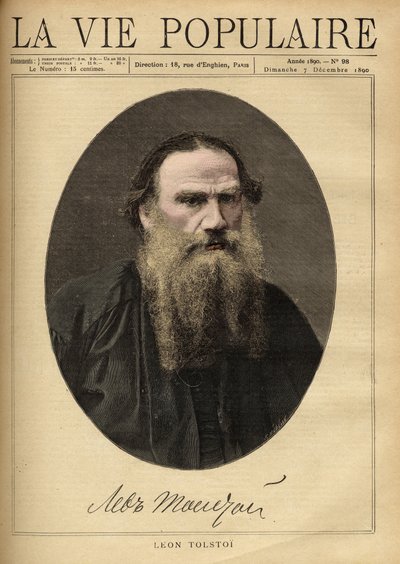 Portret Leona Tołstoja (1828-1910), rosyjskiego pisarza. Ilustracja autorstwa F. Meaulle