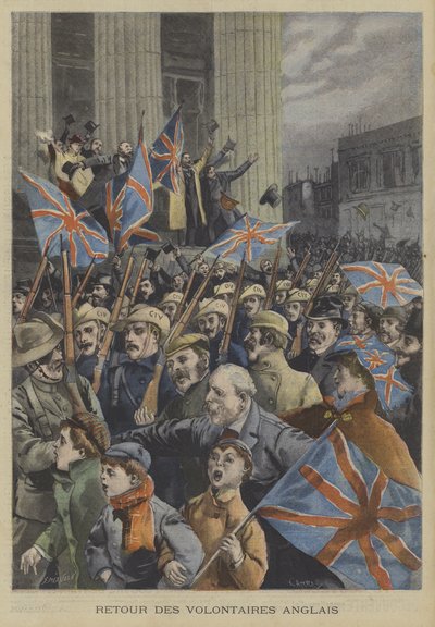 Żołnierze City of London Imperial Volunteers maszerujący przez Londyn po powrocie z wojny burskiej autorstwa Fortune Louis Meaulle