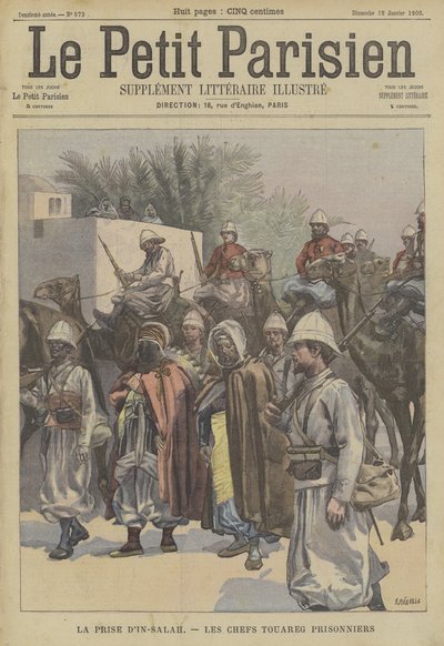 Zdobycie Ain Salah w Algierii: wodzowie Tuaregów wzięty do niewoli przez Francuzów autorstwa Fortune Louis Meaulle