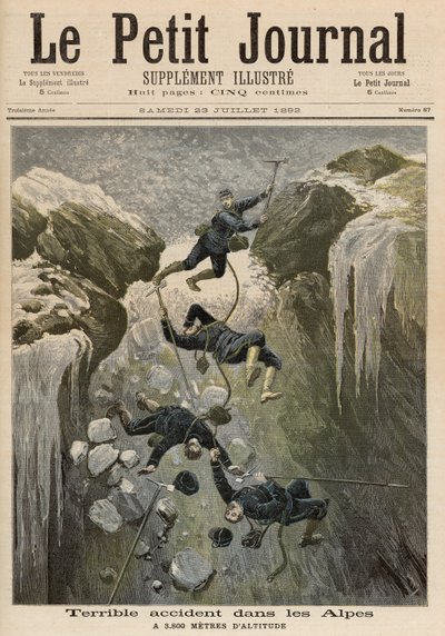 Straszny wypadek w Alpach, z „Le Petit Journal”, 23 lipca 1892 r. autorstwa Fortune Louis Meaulle and Henri Meyer