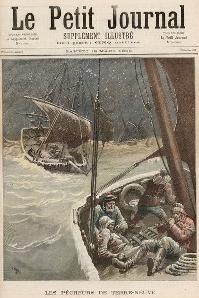 Rybacy z Nowej Funlandii, z „Le Petit Journal”, 19 marca 1892 r. autorstwa Fortune Louis Meaulle and Henri Meyer