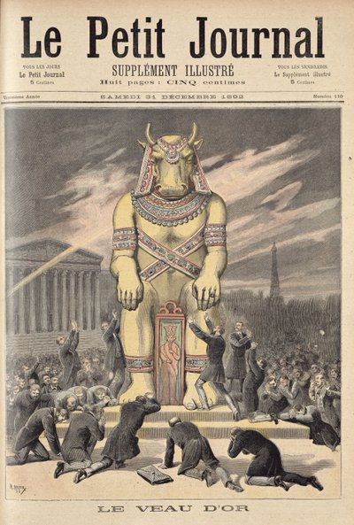 Złoty cielę, z „Le Petit Journal”, 31 grudnia 1892 r. autorstwa Fortune Louis Meaulle and Henri Meyer