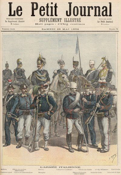 Armia włoska, z „Le Petit Journal”, 28 maja 1892 (kolor lito) autorstwa Fortune Louis Meaulle and Henri Meyer