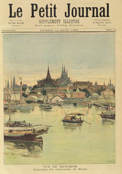 Widok na Bangkok, z „Le Petit Journal”, 12 sierpnia 1893 r. autorstwa Fortune Louis Meaulle and Henri Meyer