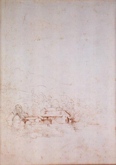 Farma wśród drzew (verso) (długopis, brązowy i czarny tusz na papierze) (odbyt. patrz 152660) autorstwa Fra Bartolomeo