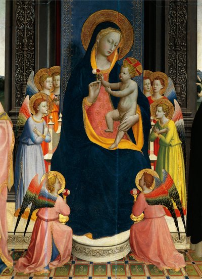 Madonna z Dzieciątkiem na tronie ze świętymi – Giovanni da Fiesole znany jako Fra Angelico (1400-około 1455), tempera na drewnie, detal autorstwa Fra (c.1387 1455) Angelico