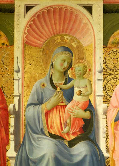Madonna z Dzieciątkiem, fragment z Ołtarza Annaleny autorstwa Giovanniego da Fiesole zwanego Fra Angelico (1400-około 1455), tempera na drewnie autorstwa Fra (c.1387 1455) Angelico