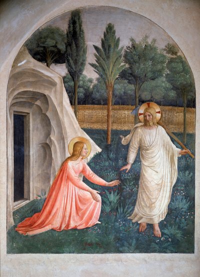 Noli me tangere Św. Maria Magdalena i Chrystus Zmartwychwstały (ogrodnik) (fresk, ok. 1438-1446) autorstwa Fra  Angelico