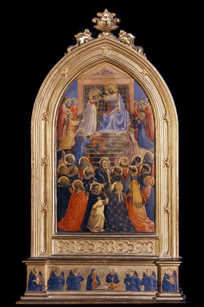 Koronacja Matki Boskiej. Relikwiarz do Santa Maria Novella (Obraz na drewnie) autorstwa Fra  Angelico