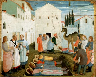 Pogrzeb świętych Kosmy i Damiana (Malarstwo na drewnie) autorstwa Fra  Angelico