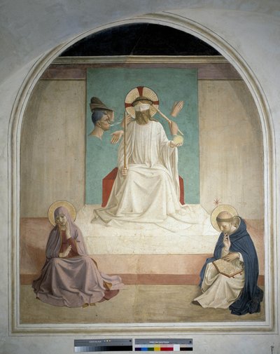 Chrystus drwi z Dziewicy i św. Hieronima. Fresk Guido di Pietro autorstwa Fra Angelico