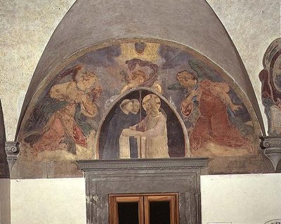 Chrystus wita dwóch braci dominikanów, luneta autorstwa Fra Angelico