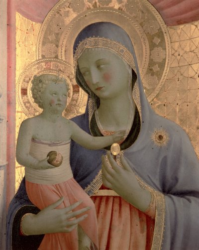 Fragment Matki Boskiej z Dzieciątkiem z Ołtarza Annaleny, po 1434 tempera na panelu autorstwa Fra Angelico