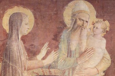 Ofiarowanie w świątyni, szczegół autorstwa Fra Angelico