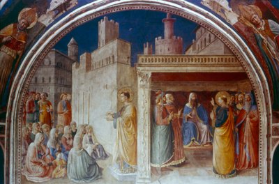Głoszenie św. Szczepana, połowa XV wieku autorstwa Fra Angelico