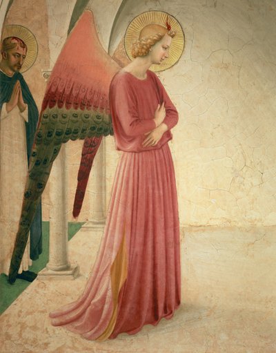 Zwiastowanie, fragment Anioła Gabriela i św. Piotra Męczennika, 1442 fresk patrz 72388 autorstwa Fra Angelico