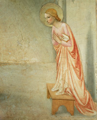 Zwiastowanie, fragment Matki Boskiej, fresk z 1442 r. zob. 72388 autorstwa Fra Angelico
