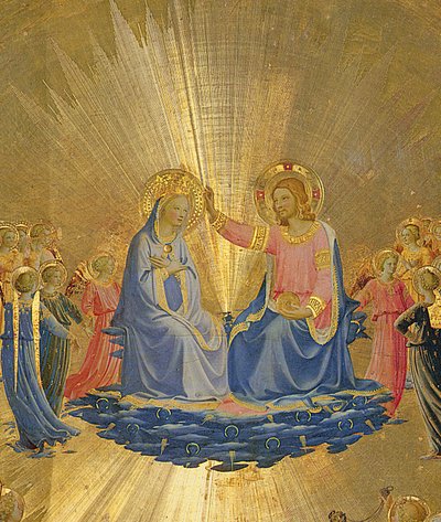 Koronacja Dziewicy, c.1440 (tempera na panelu) (centralny szczegół z 49984) autorstwa Fra Angelico