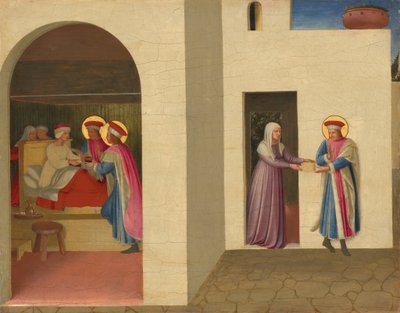 Uzdrowienie Palladii przez św. Kosmy i św. 14381440. autorstwa Fra Angelico