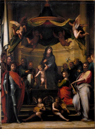 Dziewica na tronie lub „”Mistyczne małżeństwo św. Katarzyny”” Obraz Fra Bartolomeo autorstwa Fra Bartolomeo