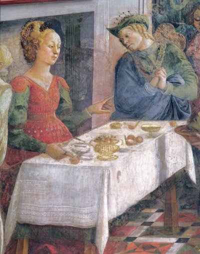 Święto Heroda; szczegół przedstawiający Heroda z cyklu fresk Żywoty SS. Szczepan i Jan Chrzciciel z Capella dell„Assunta autorstwa Fra Filippo Lippi