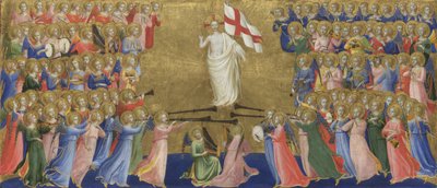 Chrystus uwielbiony na dziedzińcu niebios Panel z Ołtarza Fiesole San Domenico, ok. 1930 r. 1423-1424 autorstwa Fra Giovanni Angelico da Fiesole