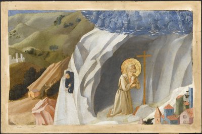 Św. Benedykt kuszony na pustyni, 1430 autorstwa Fra Giovanni Angelico da Fiesole